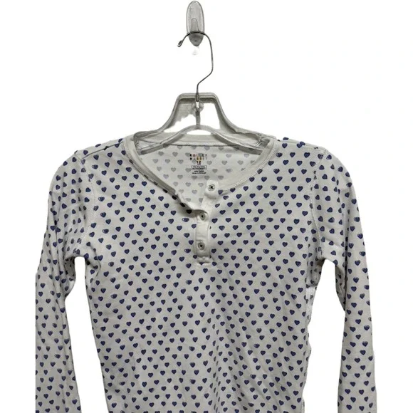 Roller Rabbit pajama top 3 button girls 12 blue hearts white sleepwear PJs - Picture 2 of 6